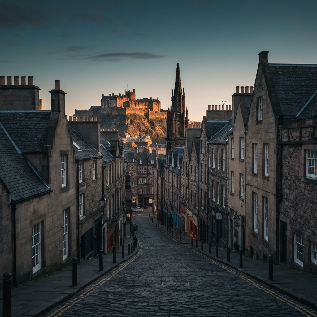 Edinburgh old town at golden hour